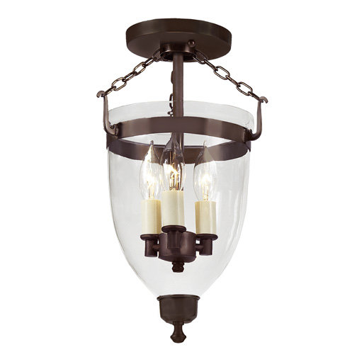 Pateros 3 - Bulb Outdoor Semi Flush Mount, Oil Rubbed Bronze, 14.5" H x 9" W