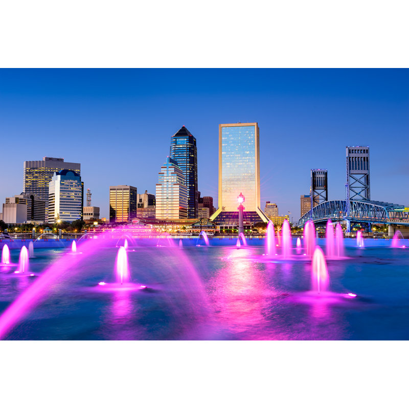 Chauntia Jacksonville Skyline sur toile par Seanpavone, H 8 po x l 12 po
