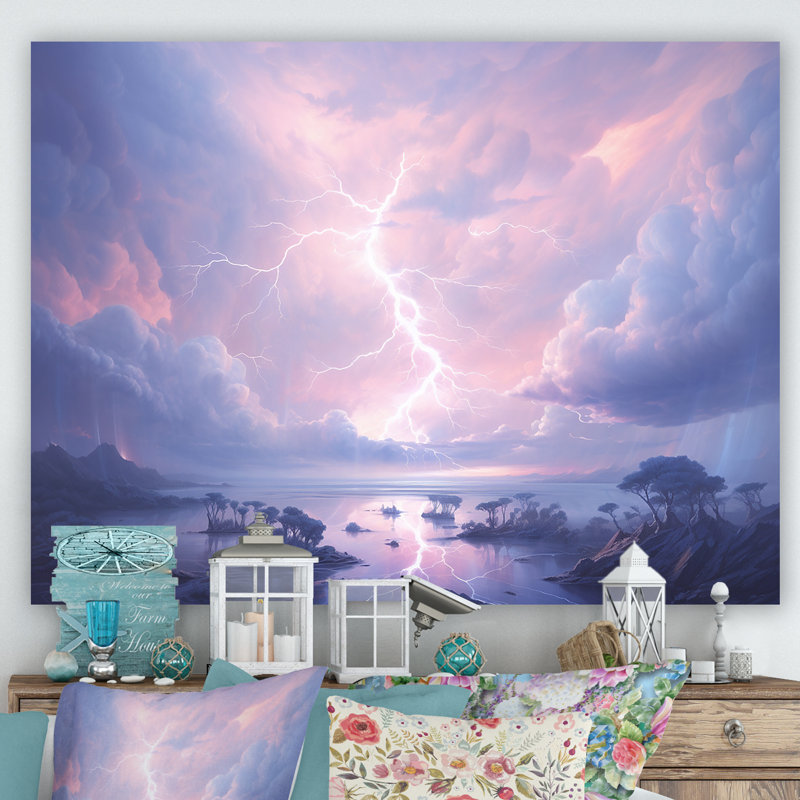 Kawaii Lightning Landscape - Foudre, impressions sur toile, Toile tendue, H 24 po x l 32 po x P 1 po