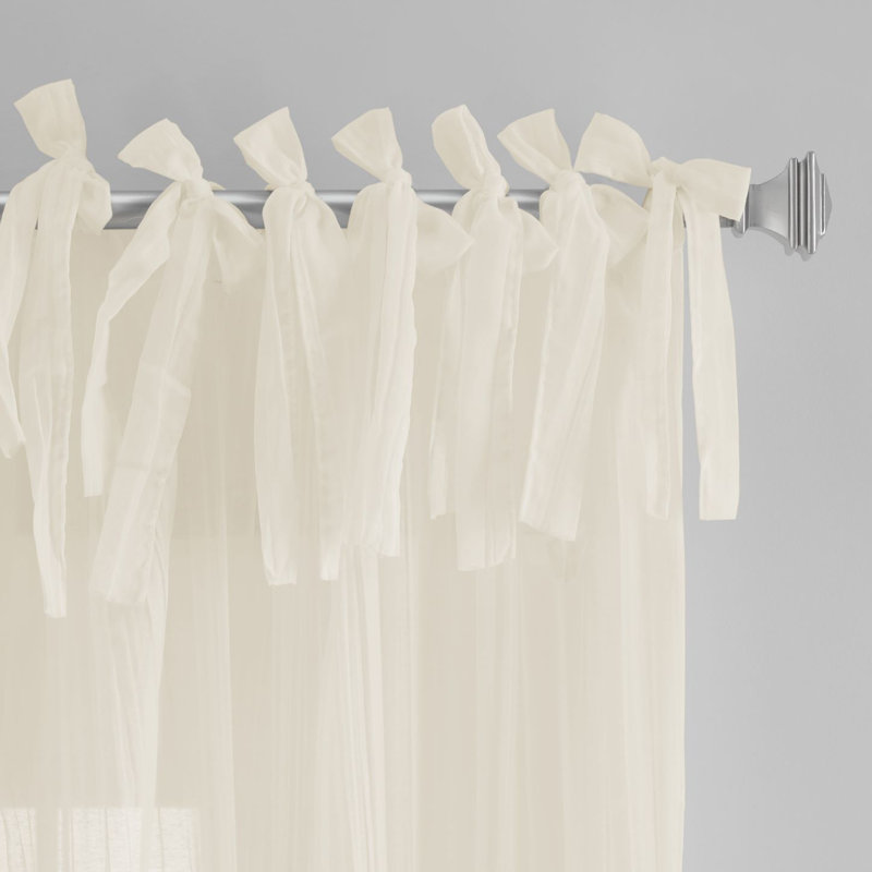 Mercuri Semi Sheer Single Curtain Panel, Ivory, 52"W x 95"L