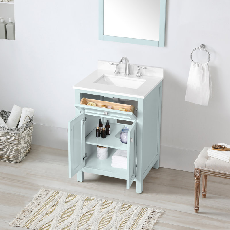 Juniper 24'' Free Standing Single Bathroom Vanity Set with Countertop and Sink, Mint Julep