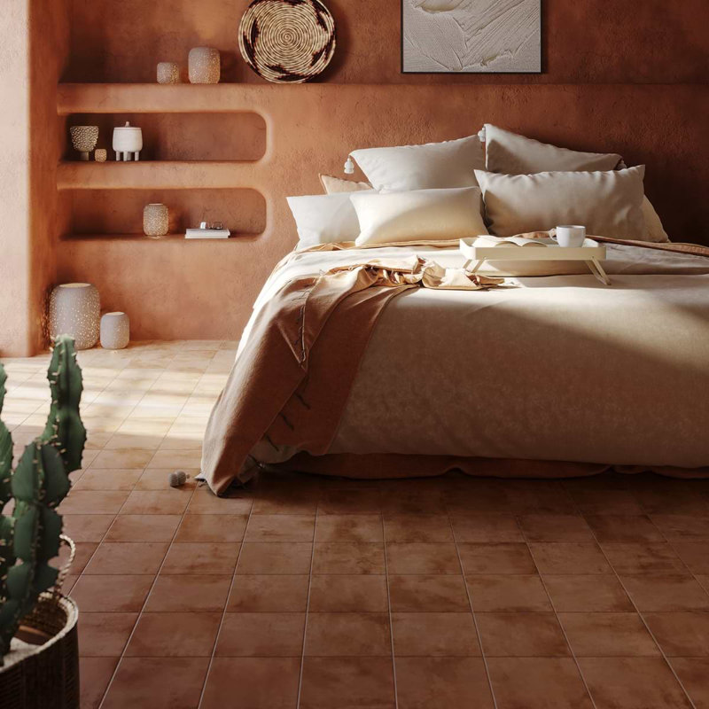 Angela Harris Mediterra 8x8 Matte Terracotta Porcelain Tile, Terracotta