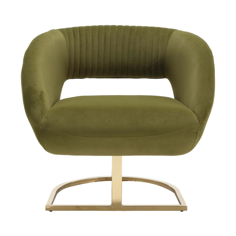 Fauteuil en velours de 28,74 po Agurne, Velours olive