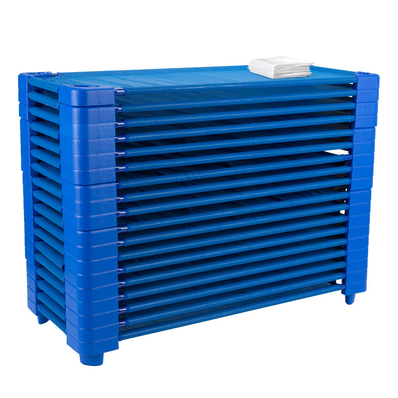 Assembled Heavy-Duty Mesh Fabric Stackable Daycare Cots (Set of 18)