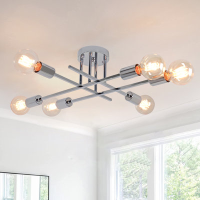 Corrigan Studio 6-Lights 20.19" Sputnik Semi Flush Mount