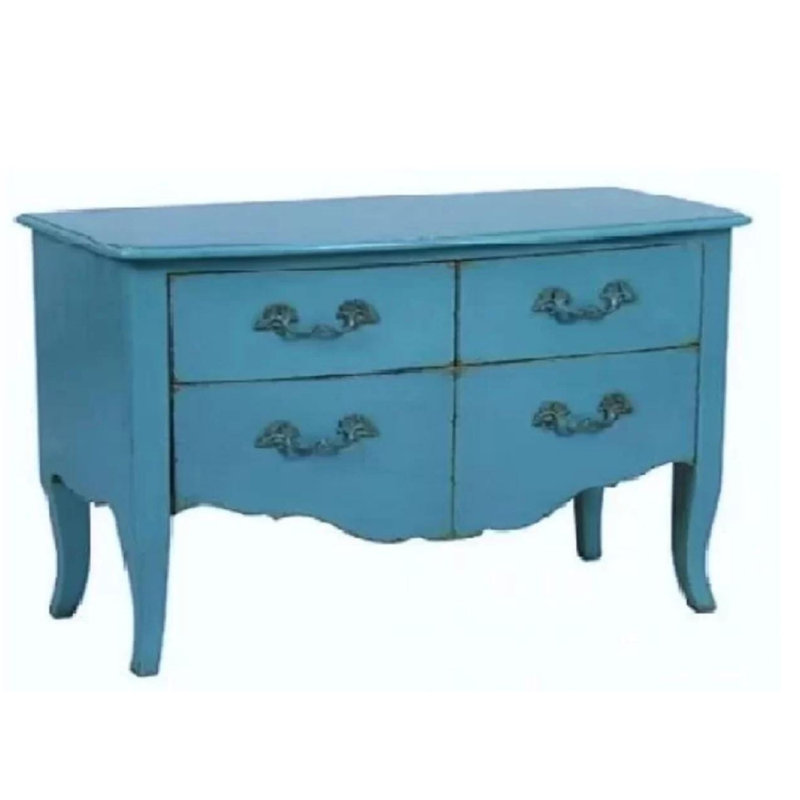 Commode décorative 4 tiroirs Arnessa, Bleu