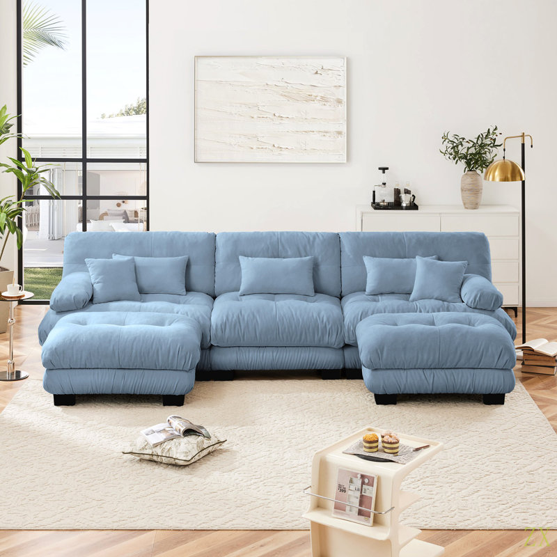 Canapé modulaire Luxury Luxury, Chenille bleu