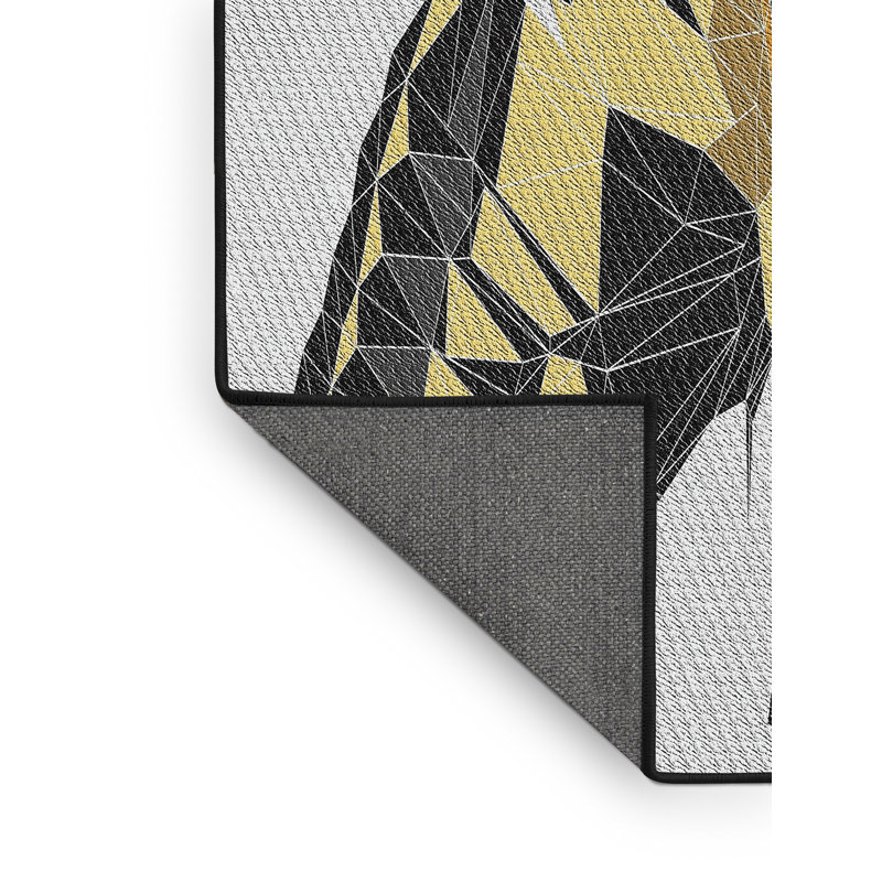 Jaune Tapis décoratif Janousek, Rectangle 7 pi x 9 pi