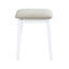 Commode de meuble-lavabo de luxe à finition blanche avec miroir et tabouret à DEL, grand rangement pour les cosmétiques et les accessoires-116127569