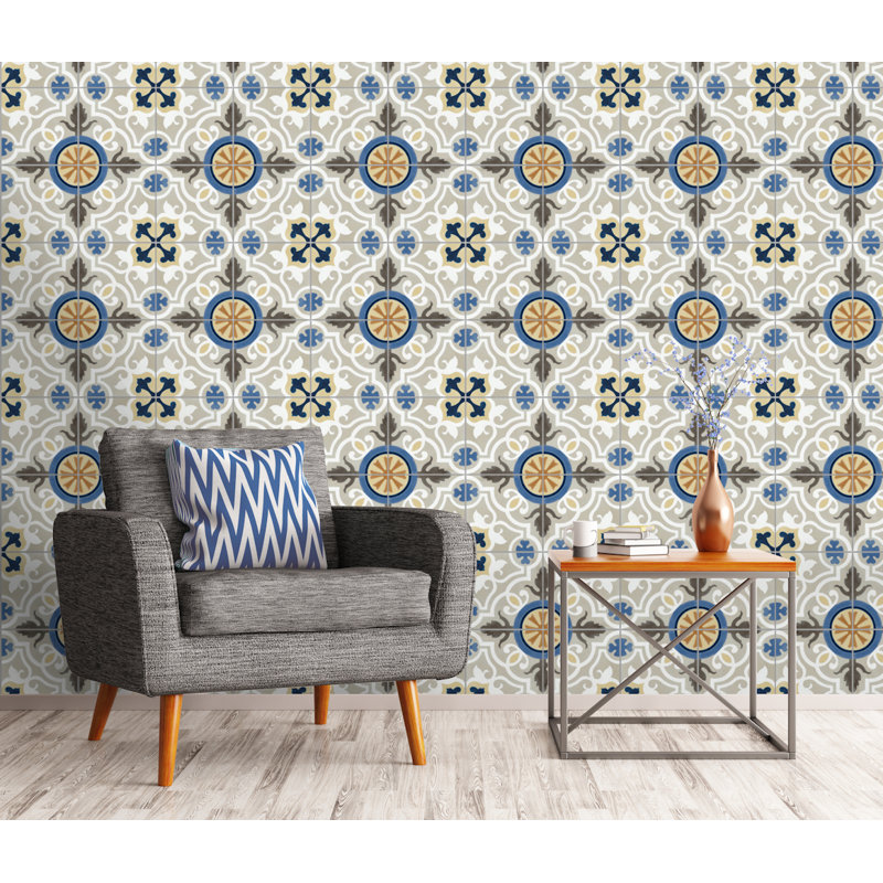 8" x 8" Cement Patterned Wall & Floor Tile, Frost