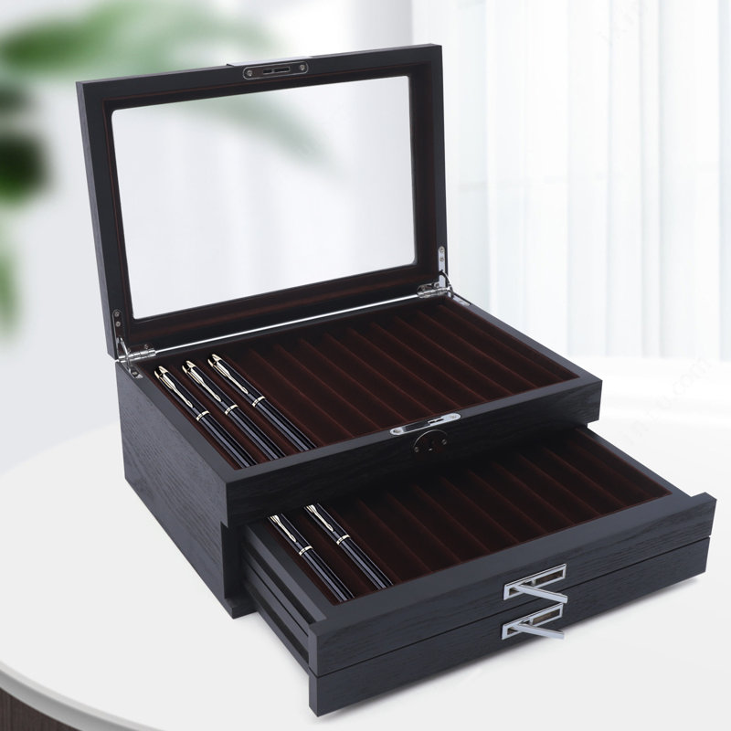 Boîte de rangement en bois pour stylo plume de luxe