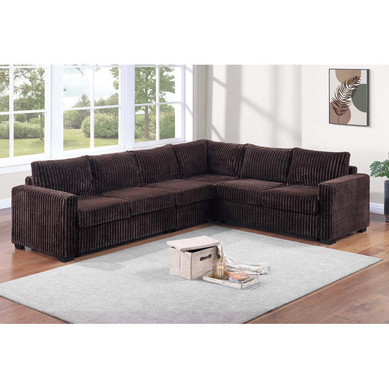 Ailish 4-Piece Sectional Set, Coffee Corduroy