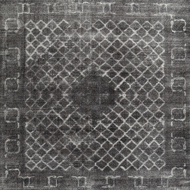 Tapis gris foncé Dees, Carré 3 pi