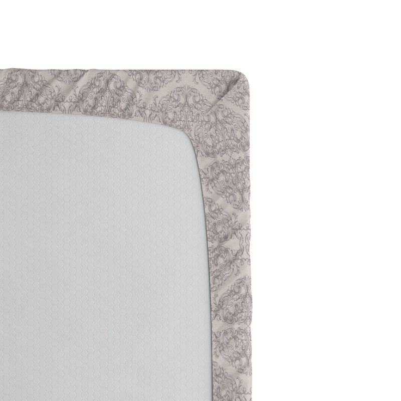 Drap-housse Ambesonne, Drap-housse de taille double, Rose pâle, mauve / damas