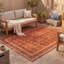 Tapis Redmond moderne à motifs mosaïques abstraites, orange, rouge et crème, lavable à la machine, antidérapant, à poils courts, pour l'intérieur et l'extérieur, adapté aux animaux domestiques, idéal pour le salon, la chambre, la salle à manger, l'entrée, le couloir ou le bureau.-2013860667