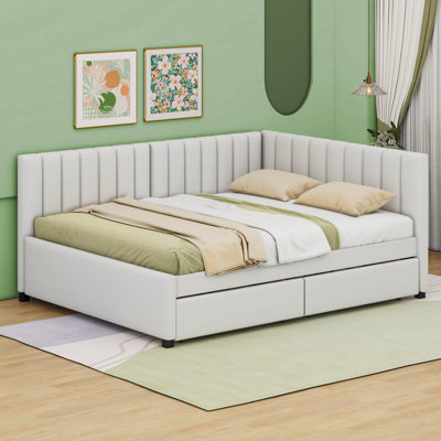 Full / Double Upholstered Daybed with 2 Storage Drawers Sofa Bed Frame -  Cosmic, COS80001729AAA