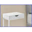 Table basse en forme de C avec tiroir de rangement, stratifié blanc et amp; Métal pour la vie Chambre à coucher