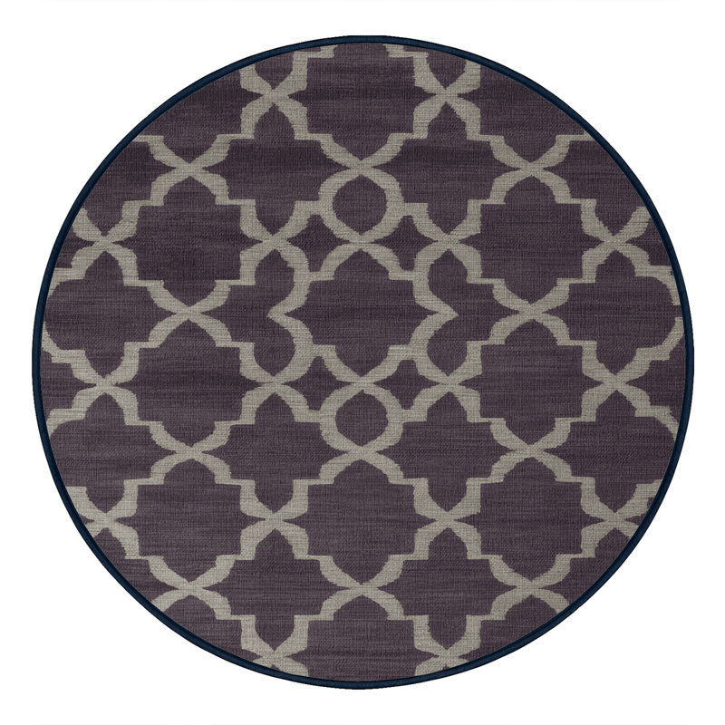 Tapis mauve lavable à la machine, Rond 5 pi