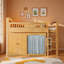 Lit mezzanine avec armoire de rangement, armoire avec rideau en tissu, design à DEL et escalier-123032068