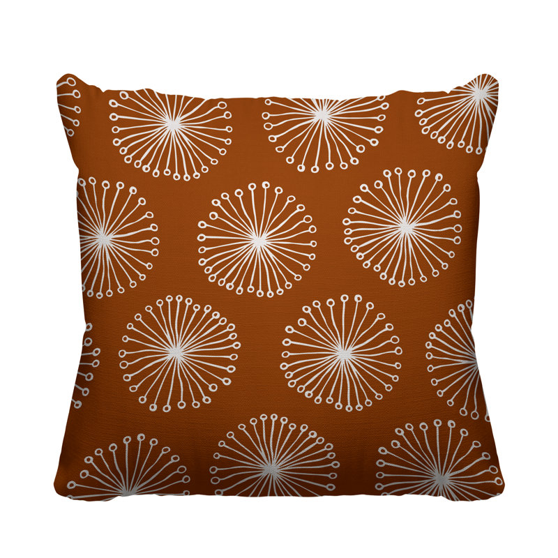 Coussin décoratif intérieur / extérieur Janis Dandelion, L 15 po x H 15 po, Orange brûlé