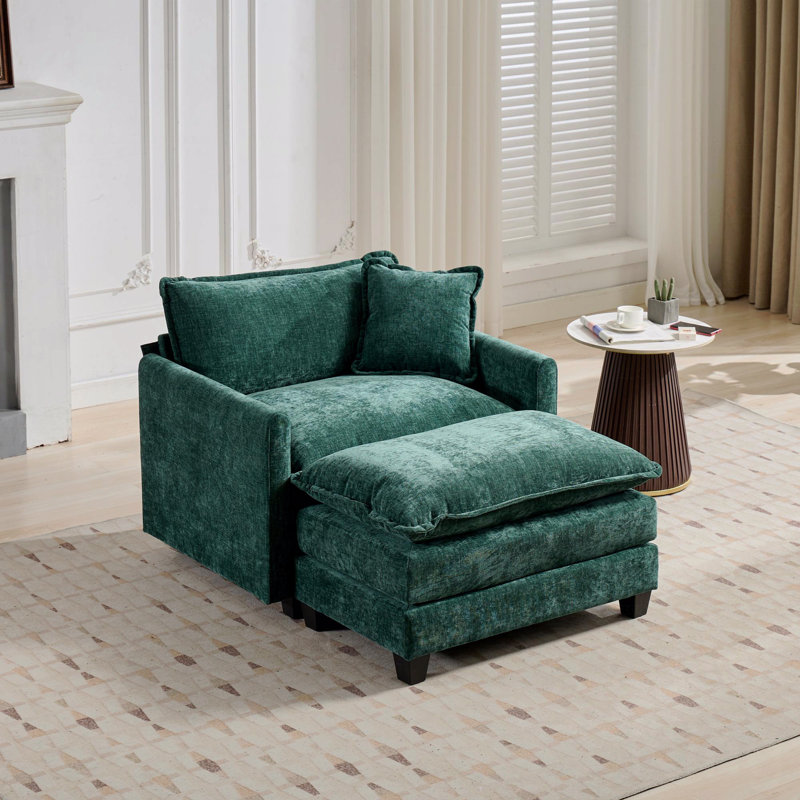 Canapé-lit Cloud, tabouret modulaire moderne en tissu, Vert