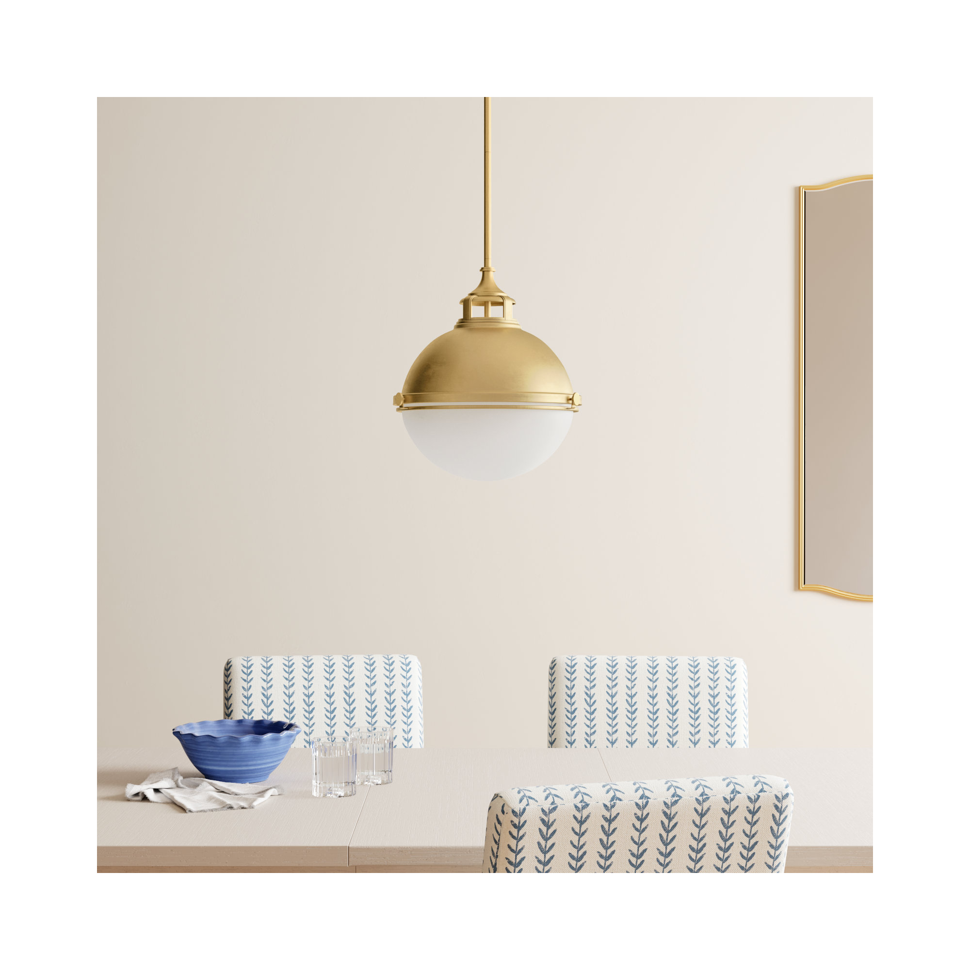 Kyoto 2 - Light Metal Dimmable Globe Chandelier, Satin Brass, 14.5" H x 13.5" W x 13.5" D