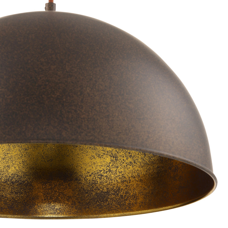 Rodiguez 1 - Light Black Dome Pendant, Rust coloured