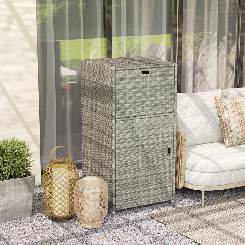 Outdoor Towel Rack For Pool W/ Drawer & Cabinet, Gray, Gray