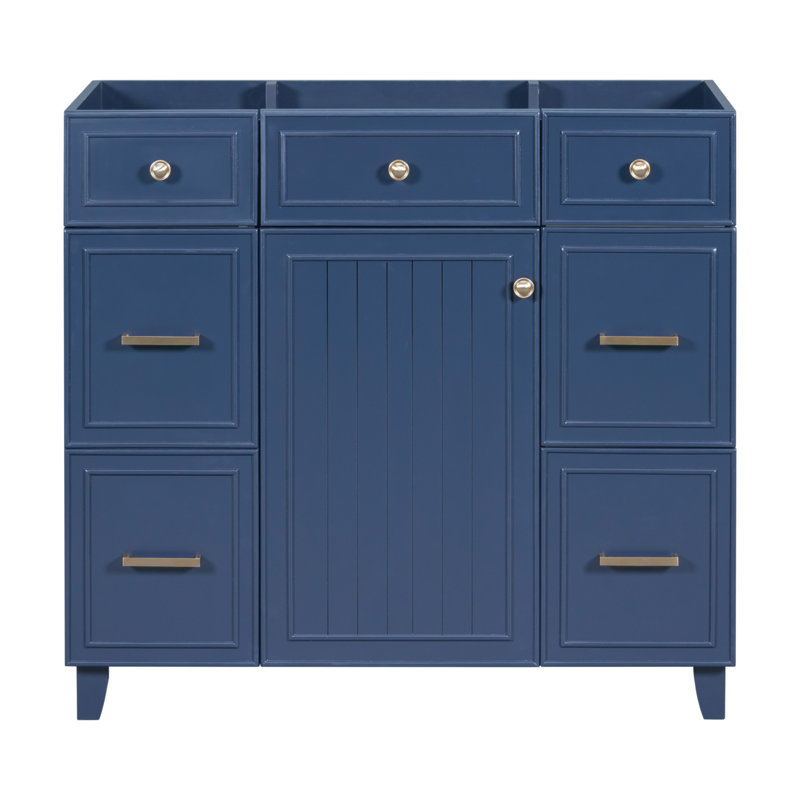 [Cabinet seulement] Meuble-lavabo de 36 po (lavabo non inclus), Bleu marine, Or brossé