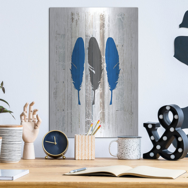 Art mural en métal «The Blue Moose - Feathers» par Lightbox Journal, H 16 po x l 12 po