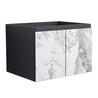 Meuble-lavabo mural 24 po avec lavabo en céramique et porte d'armoire à fermeture en douceur 24 po
