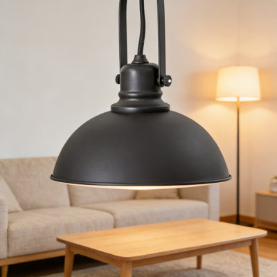 Luminaire suspendu industriel réglable avec abat-jour pivotant, finition bronze huilé, design rétro moderne pour îlot de cuisine, salle à manger et salon