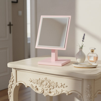 9.25" H Pink Makeup Mirror on Stand