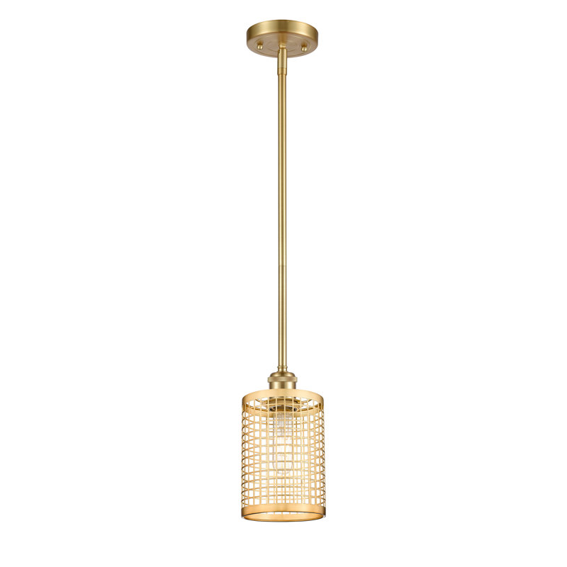 Luminaire suspendu cylindrique à 1 lumière Peraza, Or satiné