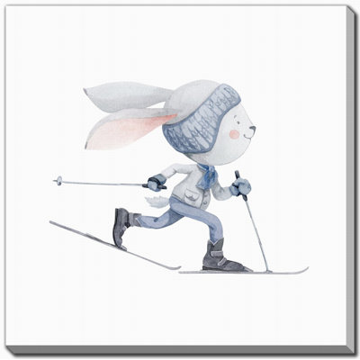 Cross Country Skiing Bunny Canvas Wall Art