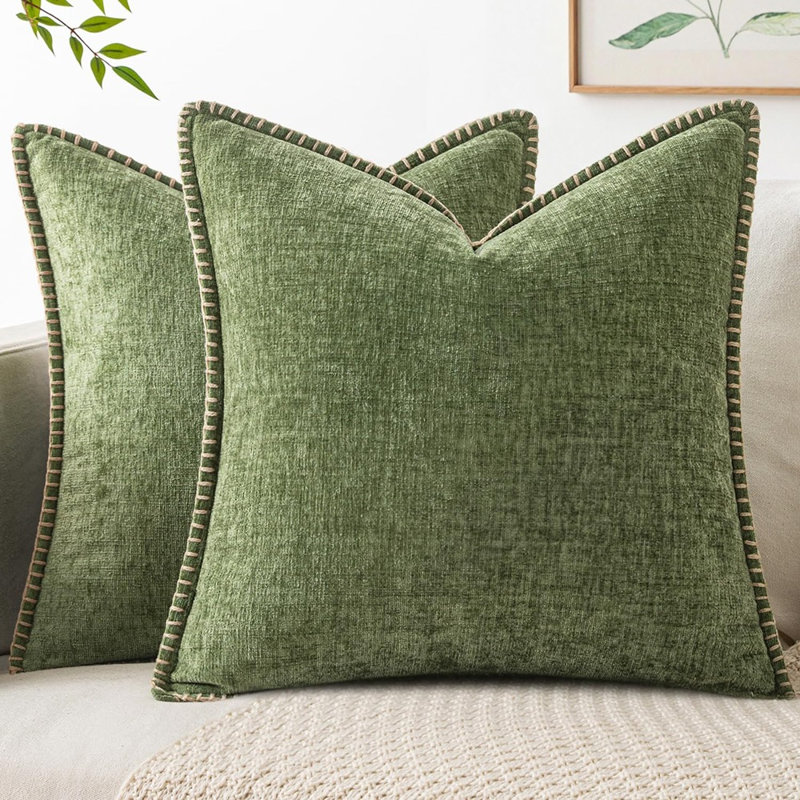 Ensemble de 2 housses de coussins décoratifs, housses de coussin souples 18 po x 18 po, vert sauge