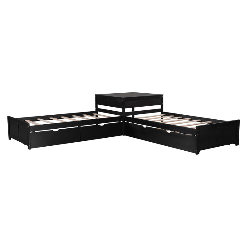 Gaurangi Kids Twin Over Twin Bunk Bed with Trundle with Drawers, Espresso