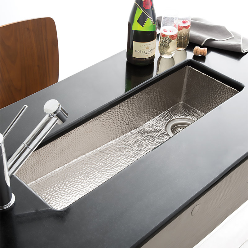 Rio Chico Hand-Hammered Copper 30" L x 11" W Kitchen/Bar Sink, Brushed Nickel