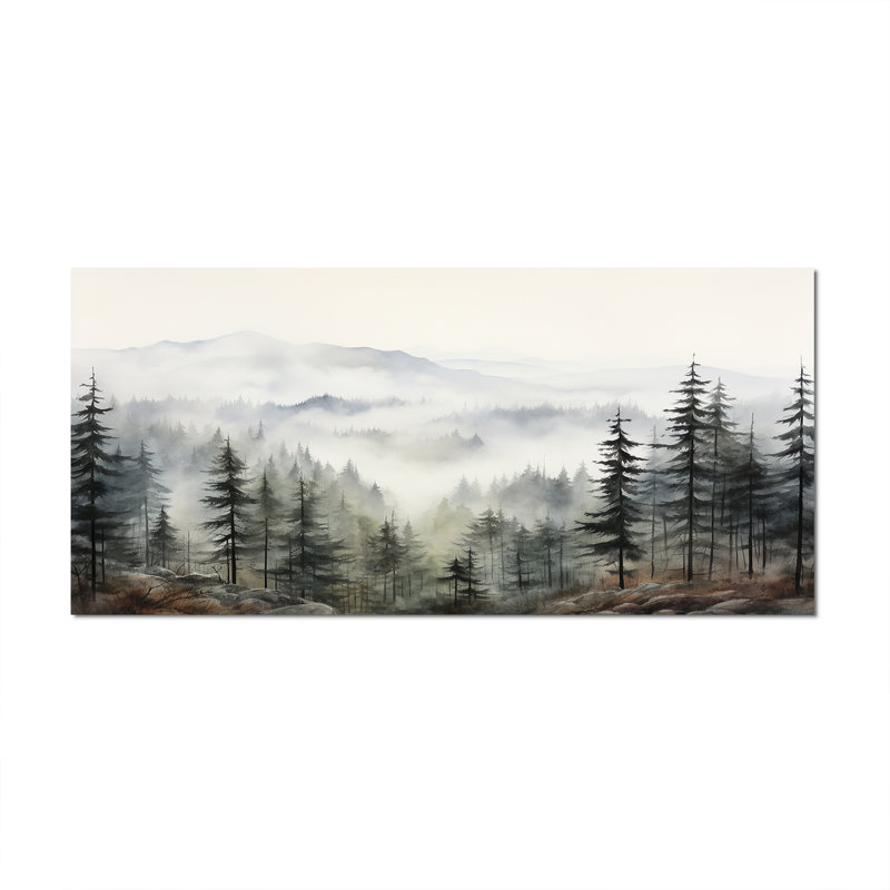 «Pine Misty Mountain II» sur toile, Toile tendue, H 28 po x l 60 po, Sans cadre