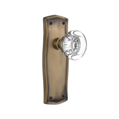 Prairie Plate with Round Clear Crystal Door Knob