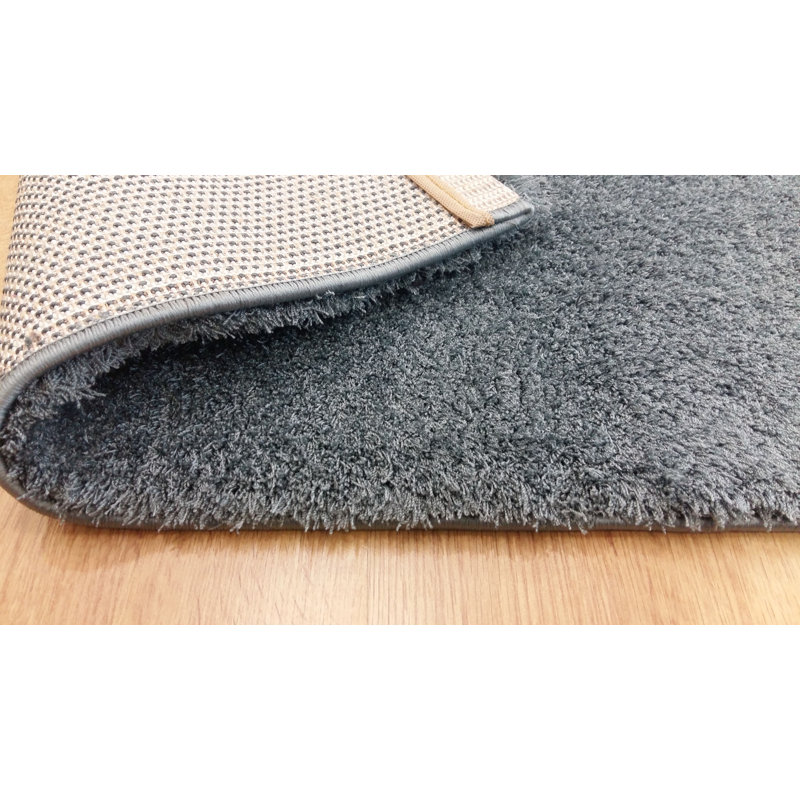 Tapis bleu en polyester tissé à la machine Haegan, Rectangle 2 pi 7 po x 4 pi 11 po