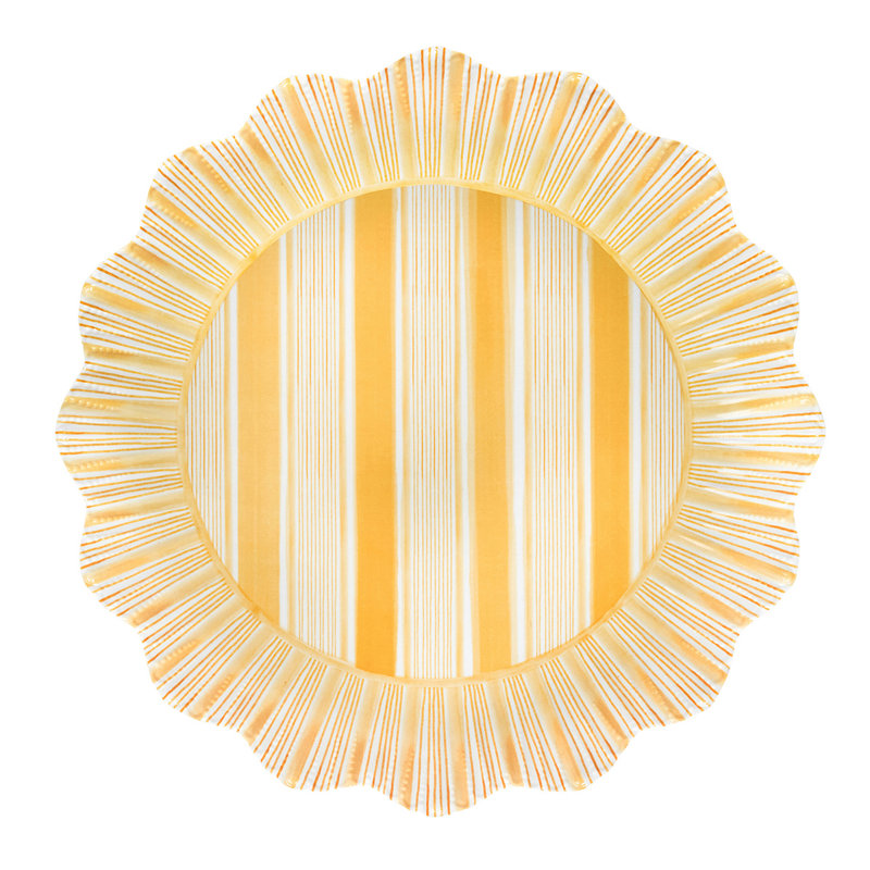 Cabana Stripe Melamine Dinner Plates, Seagrass/Ocean/Sunshine/Coral