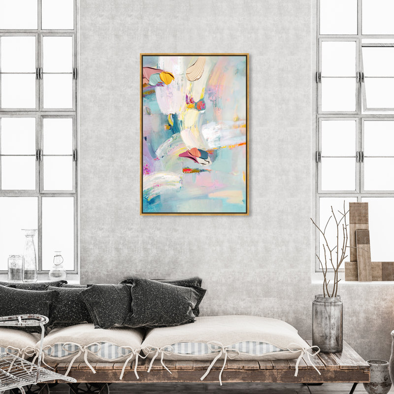 Sunny Chicago - peinture sur toile, Toile avec cadre or, H 45 po x l 30 po
