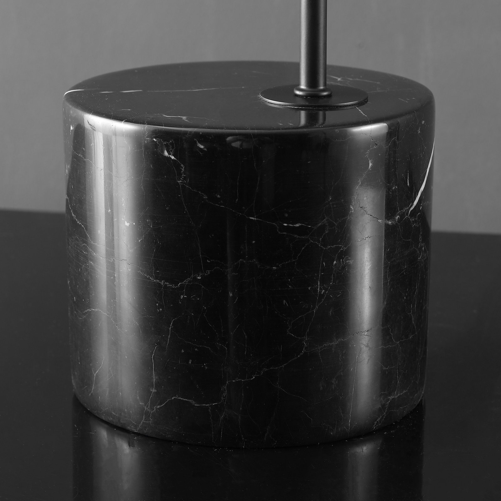 Genuine Marble Table Lamp, Black, Black