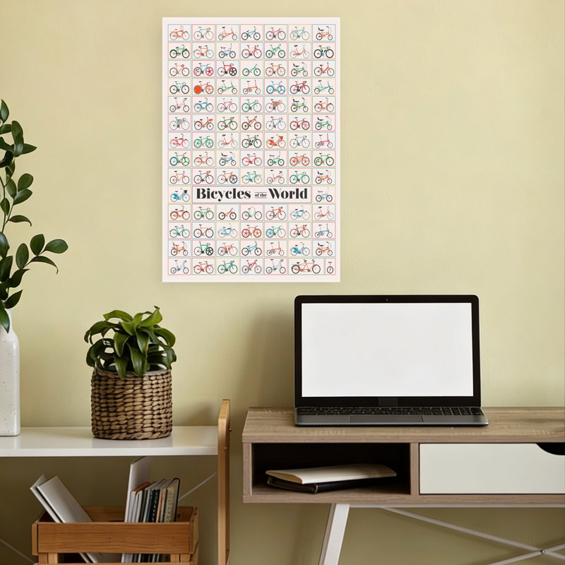 Bicyclettes du monde rétro, art mural rétro, 18" H x 12" W
