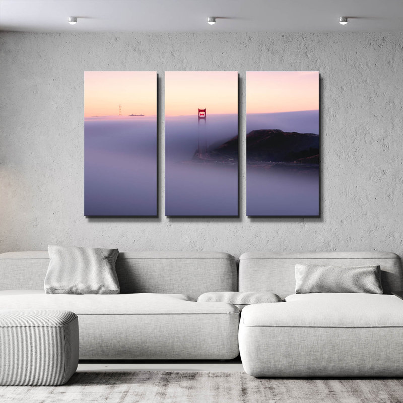 « Brouillard », triptyque mural de Bruce Getty, 152 x 102 cm, 60 po x 40 po