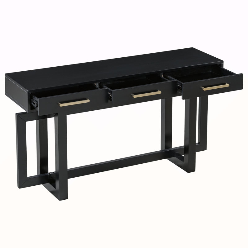 Console élégante avec trois tiroirs, Noir, Noir
