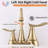 4-Inch Brushed Gold Sink Faucet With 2 Handles. Precise Water Control. Metal Body. Improve Bathroom Functionality This Modern Tap In Gold. Operation For User Convenience. Quality Materials. Efficiency-125364286