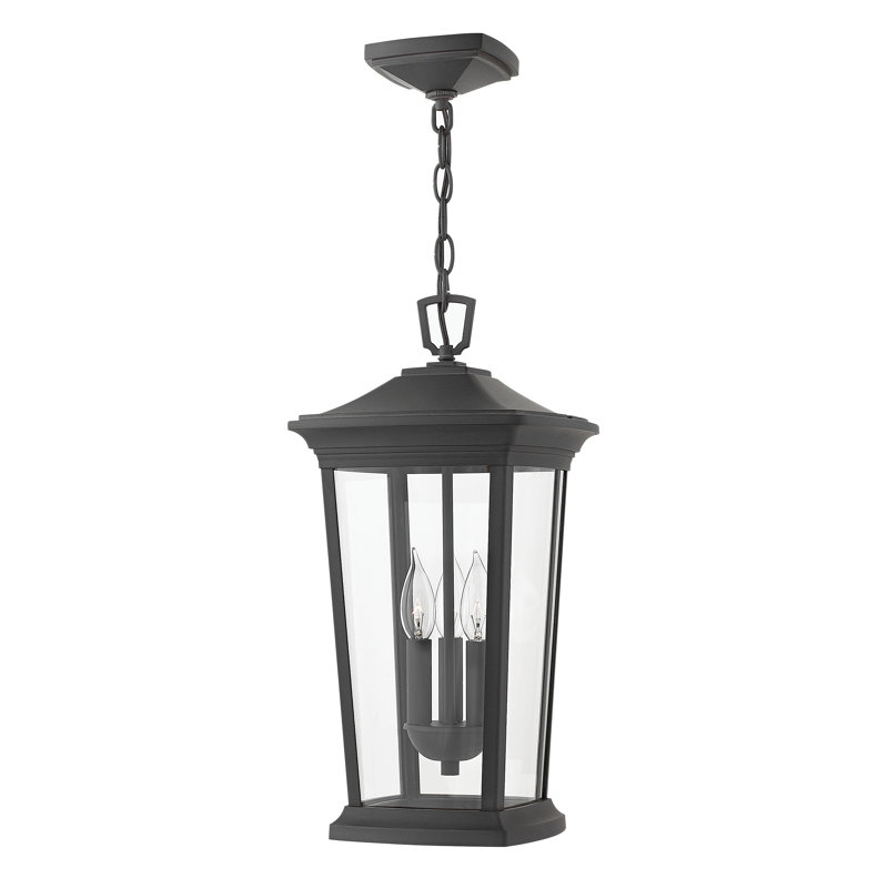 Bromley 3-Light Museum Black Outdoor Hanging Lantern with Clear Glass