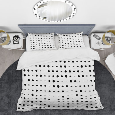 Black Circle Dots Geometric Shapes Duvet Cover